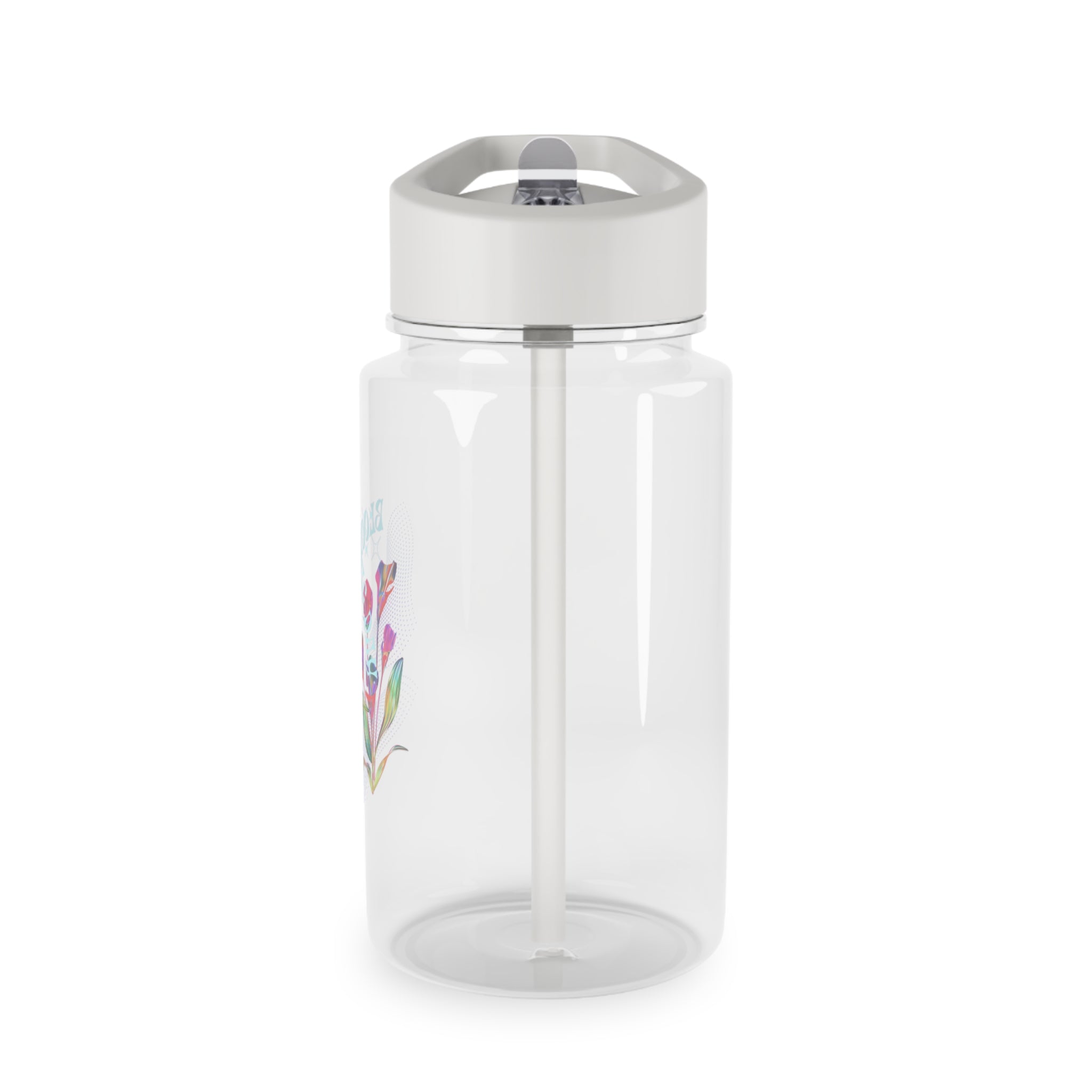 Floral Tulip Tritan Water Bottle — Reusable Straw Bottle with Colorful Watercolor Flowers