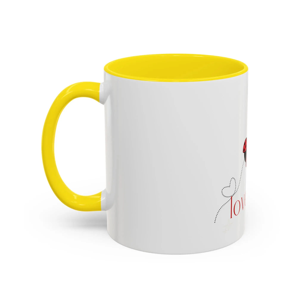 Love Bug Accent Coffee Mug — Cute Ladybug Valentine Tea Cup (11/15oz) Printify