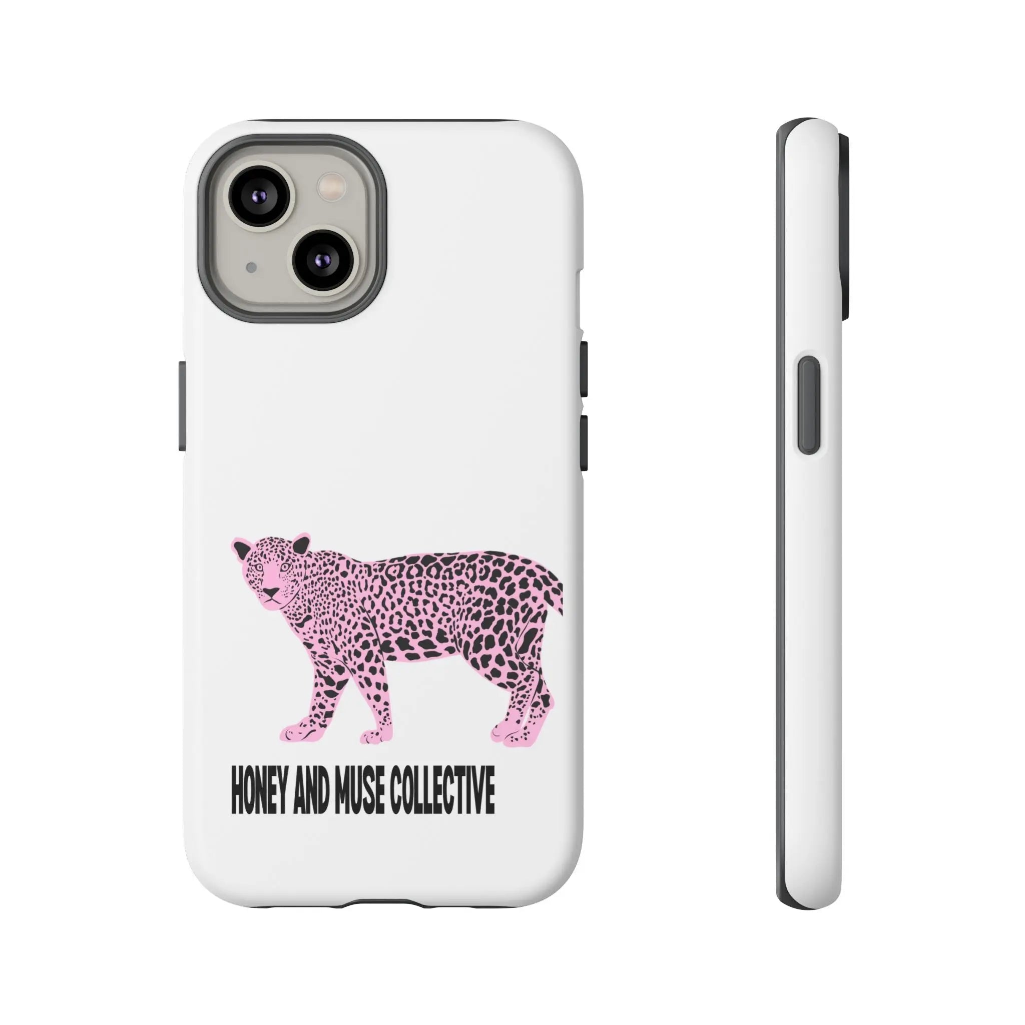 Phone Case — Pink Leopard "Honey and Muse Collective" Protective Cover Printify