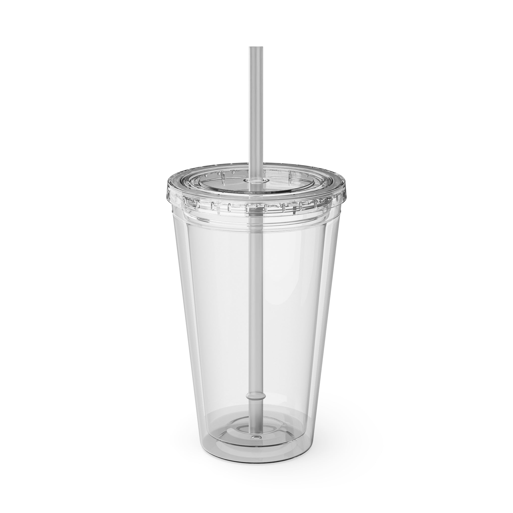 16oz Sunsplash Tumbler with Straw — 'Kiss All the Time' Blue Cocktail Design Printify