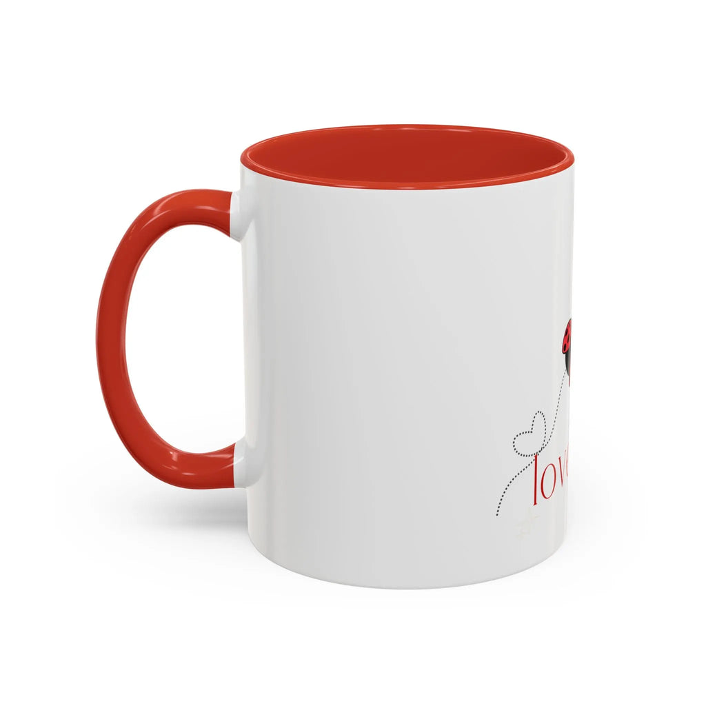 Love Bug Accent Coffee Mug — Cute Ladybug Valentine Tea Cup (11/15oz) Printify