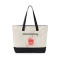 Canvas Tote Bag with Red Camera Illustration – Zippered Beach & Market Tote