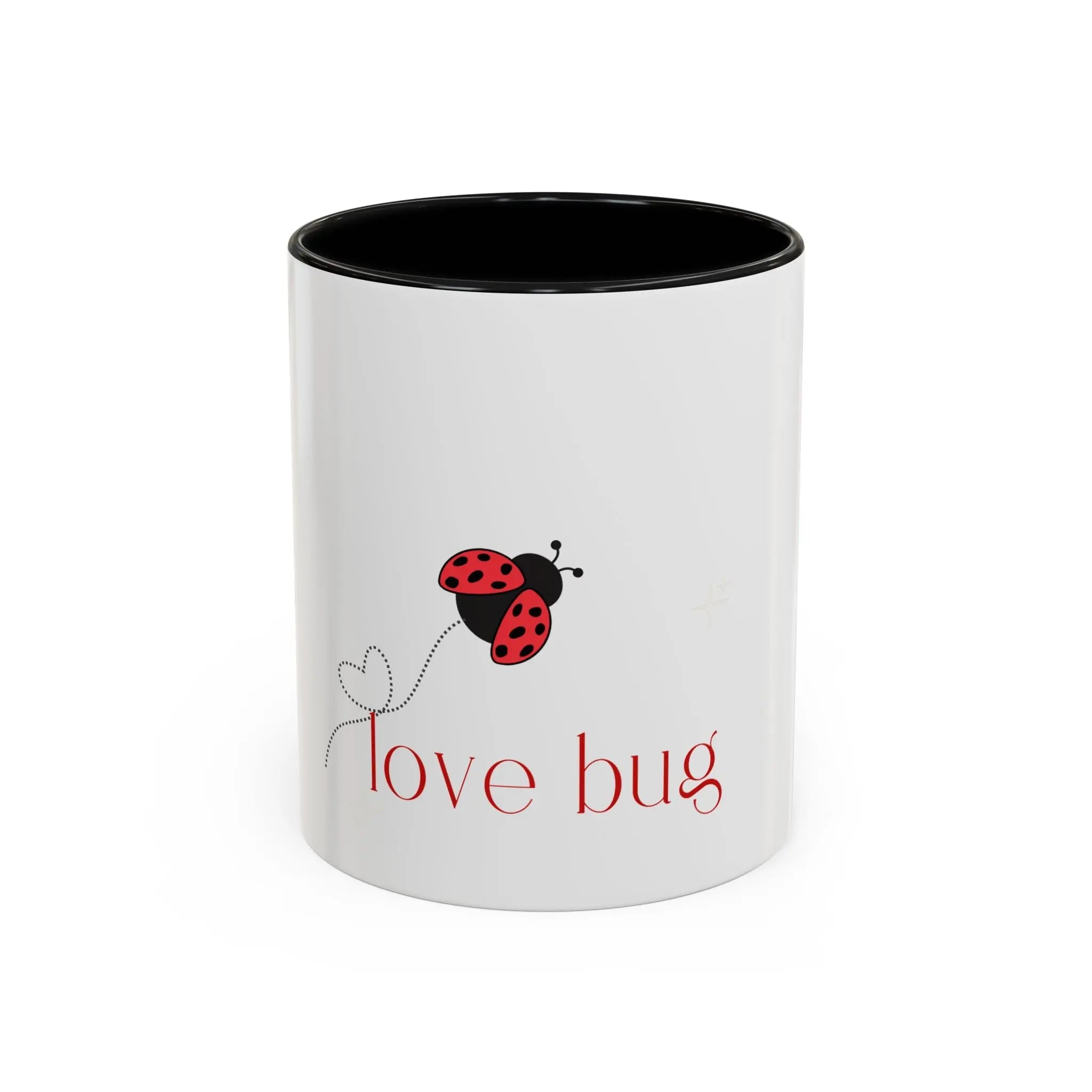 Love Bug Accent Coffee Mug — Cute Ladybug Valentine Tea Cup (11/15oz) Printify