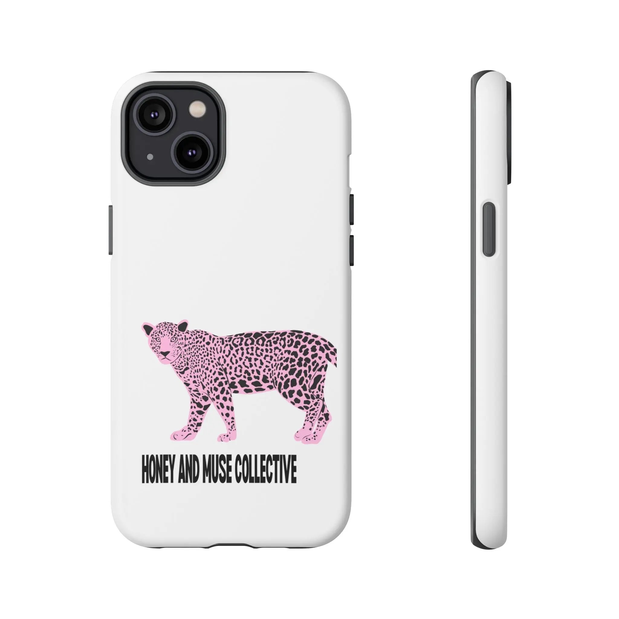 Phone Case — Pink Leopard "Honey and Muse Collective" Protective Cover Printify