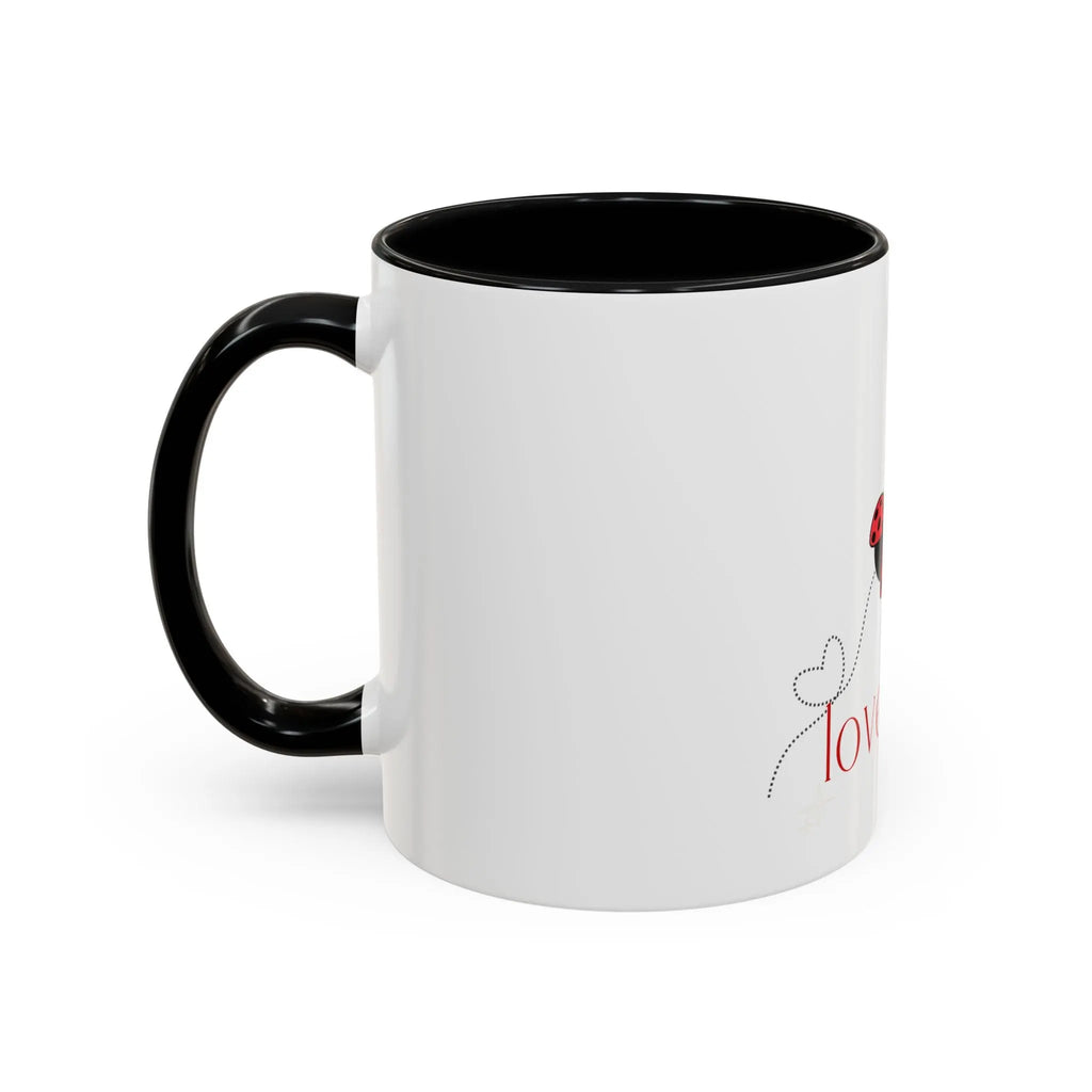 Love Bug Accent Coffee Mug — Cute Ladybug Valentine Tea Cup (11/15oz) Printify