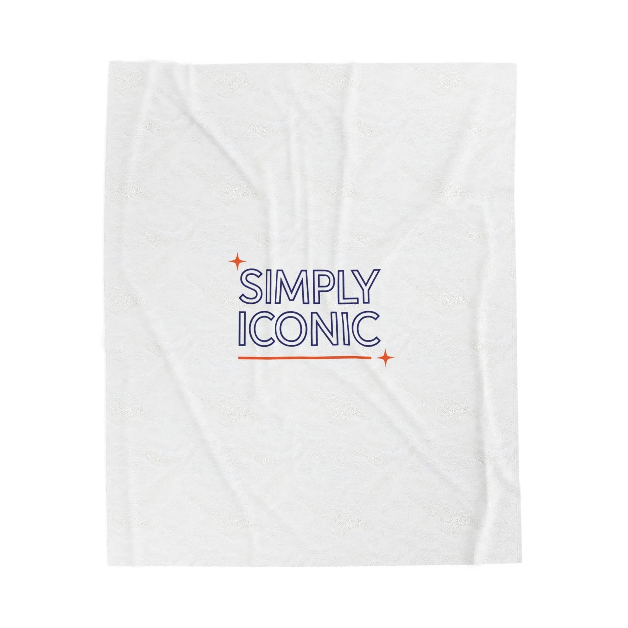 SIMPLY ICONIC Velveteen Plush Blanket | outline text, hollow font minimalist typography - Honey and Muse Collective