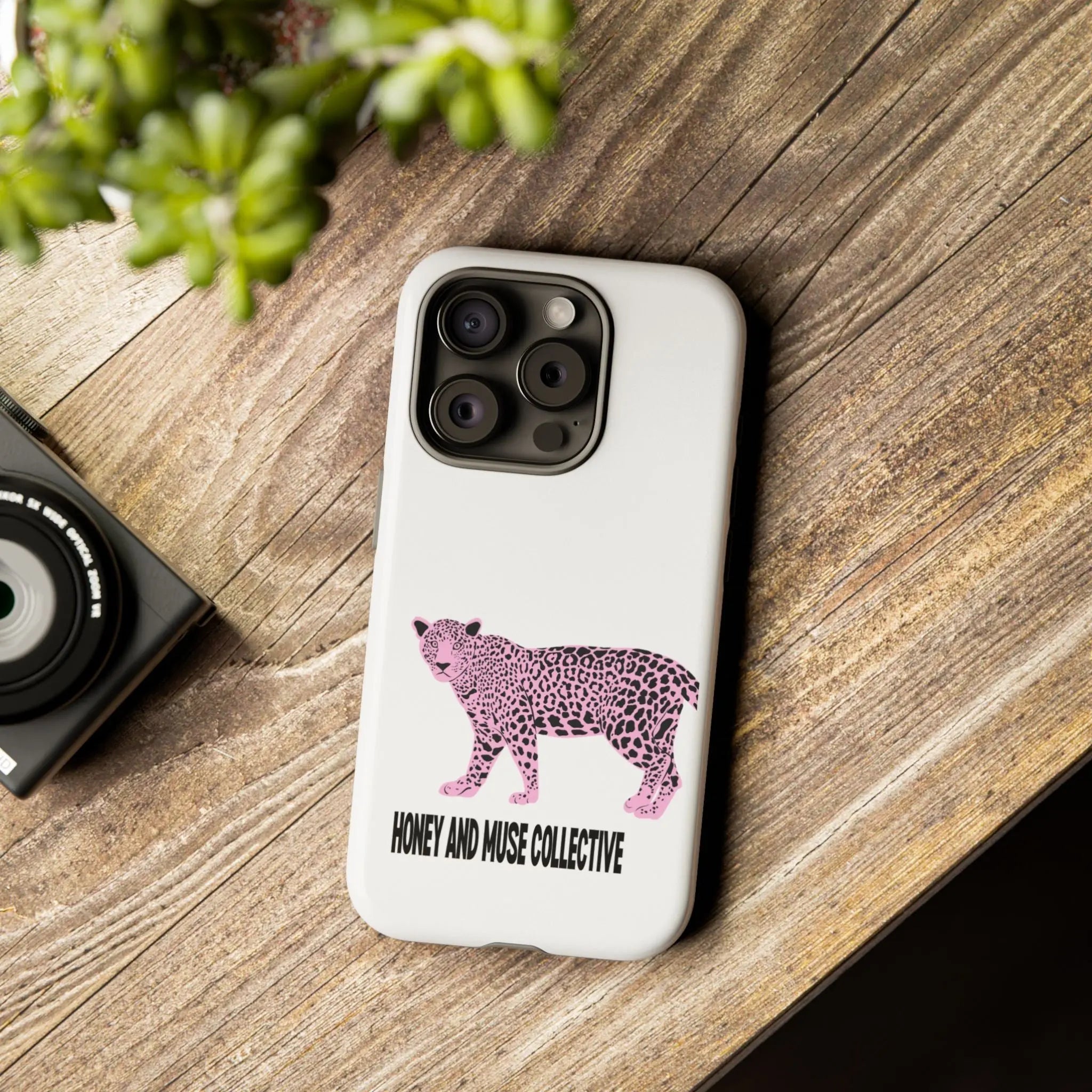 Phone Case — Pink Leopard "Honey and Muse Collective" Protective Cover Printify