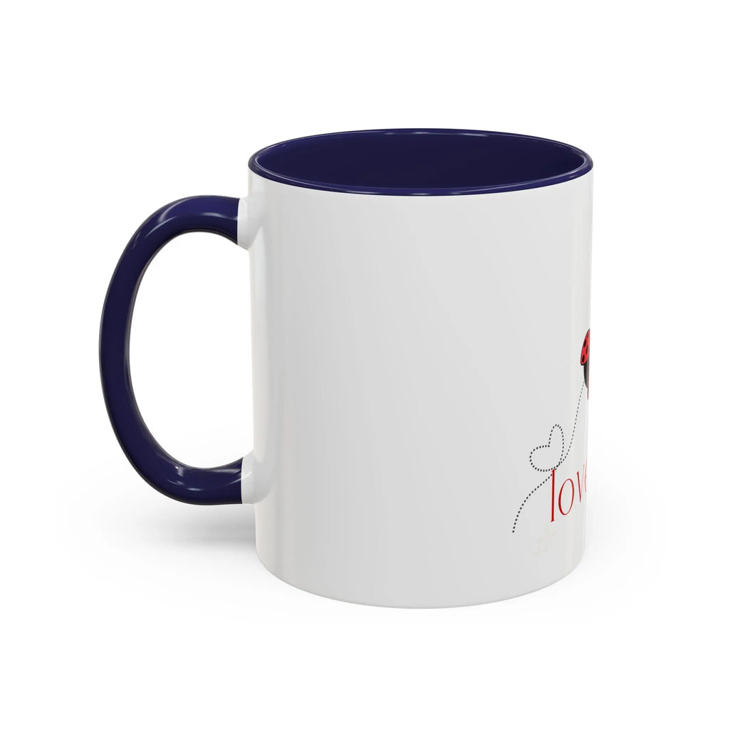 Love Bug Accent Coffee Mug — Cute Ladybug Valentine Tea Cup (11/15oz) Printify