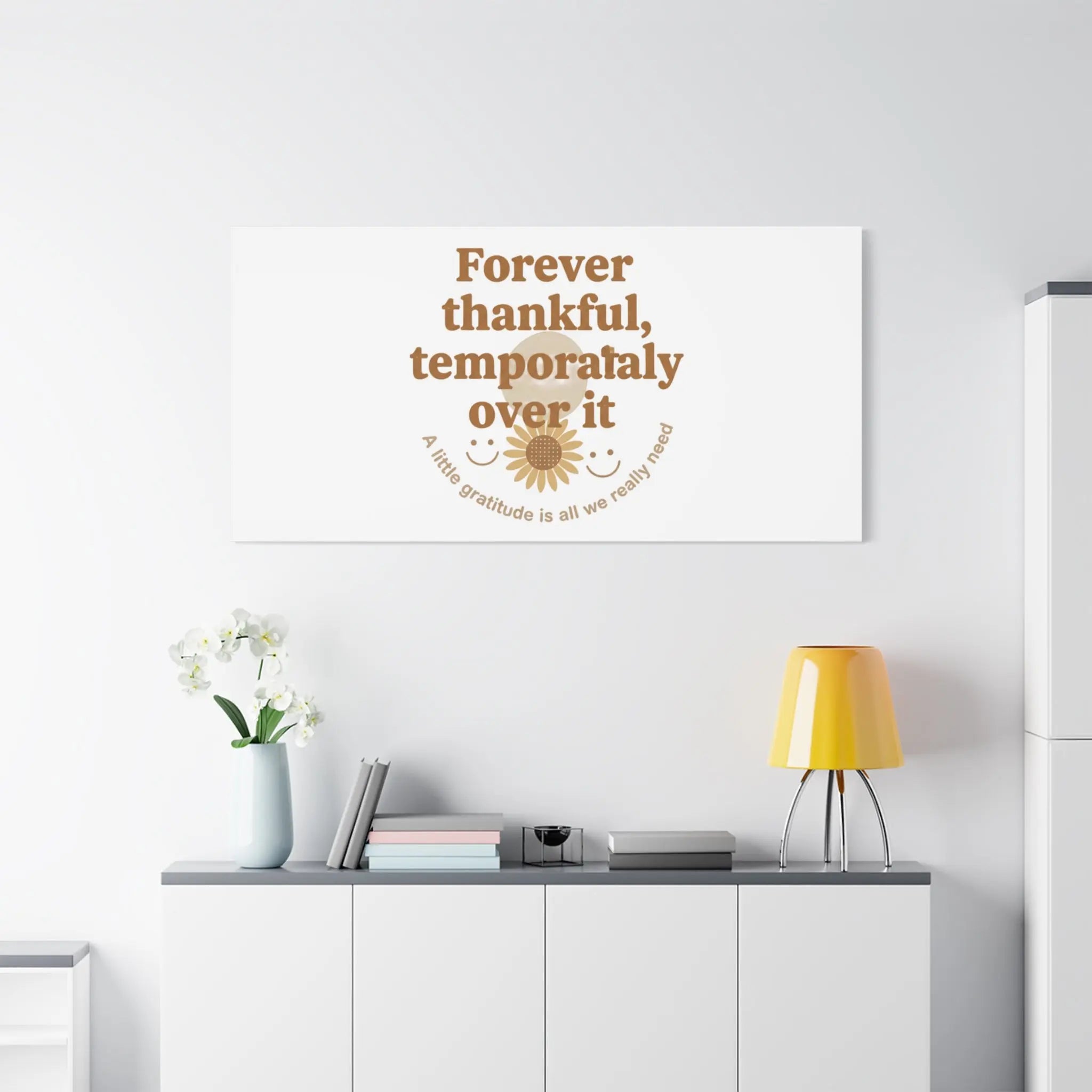 Forever thankful, temporarily over it Canvas | sarcastic gratitude, grateful but tired Printify