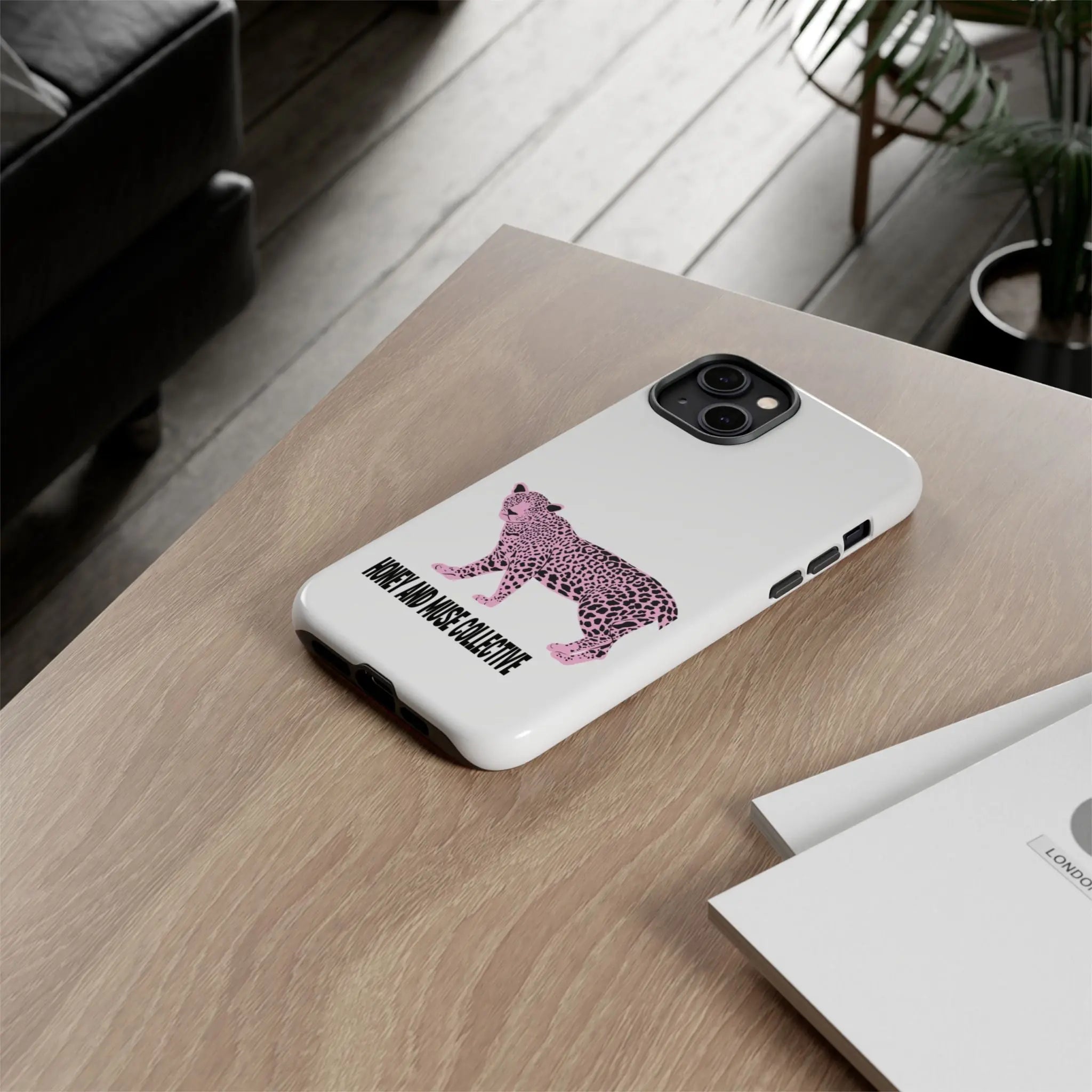 Phone Case — Pink Leopard "Honey and Muse Collective" Protective Cover Printify