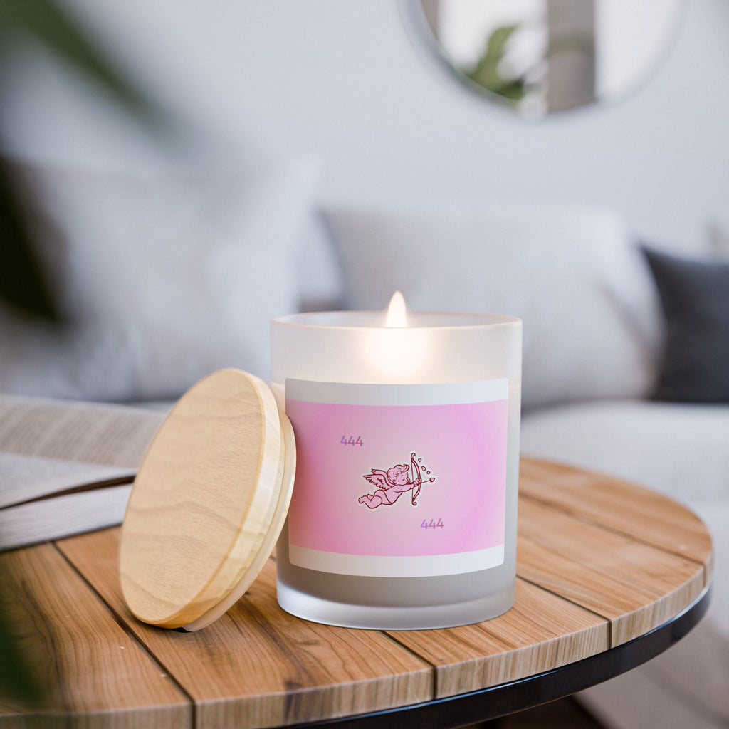 Pink Angel Rose 11oz Frosted Glass Candle — Soothing Floral Aromatherapy Gift Printify