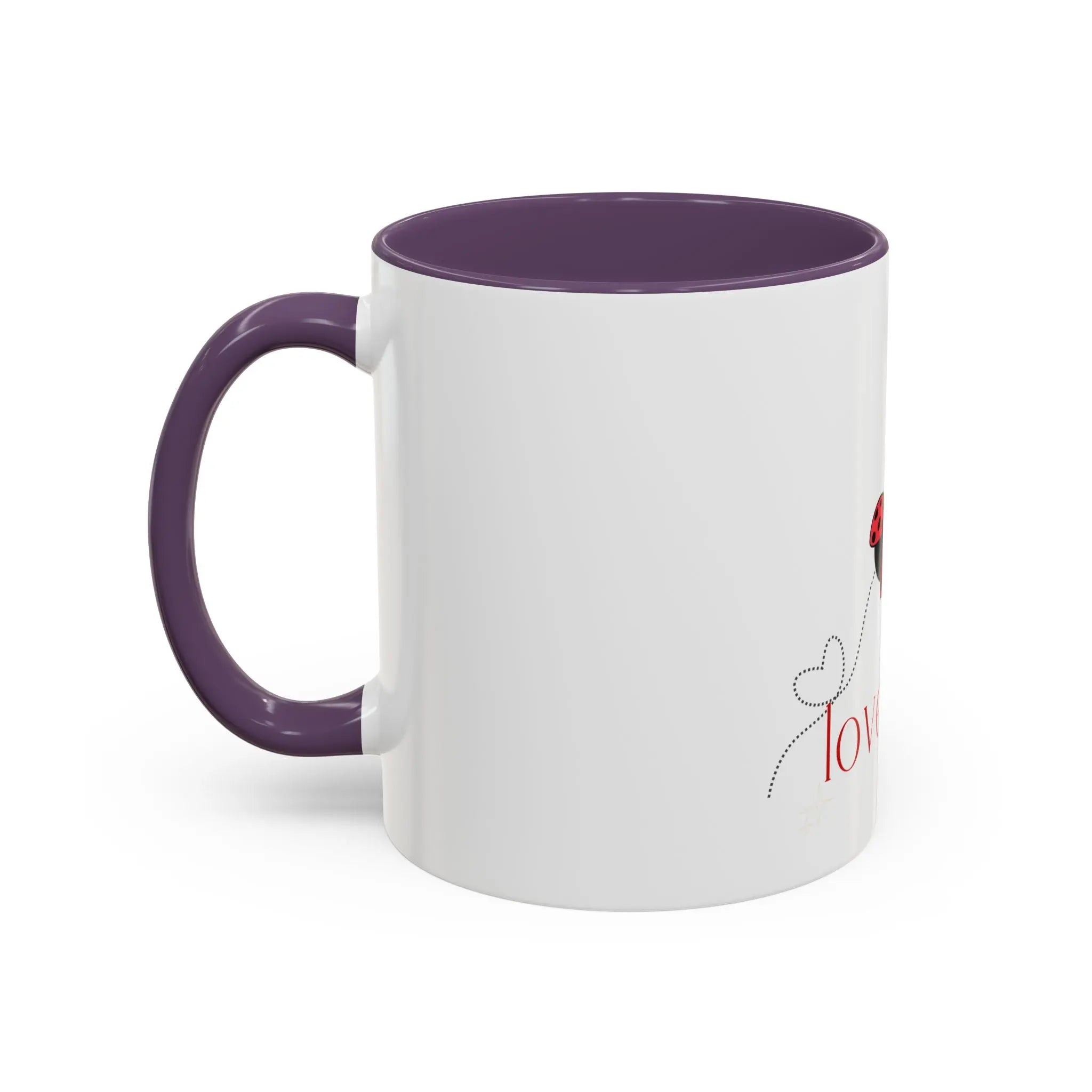 Love Bug Accent Coffee Mug — Cute Ladybug Valentine Tea Cup (11/15oz) Printify
