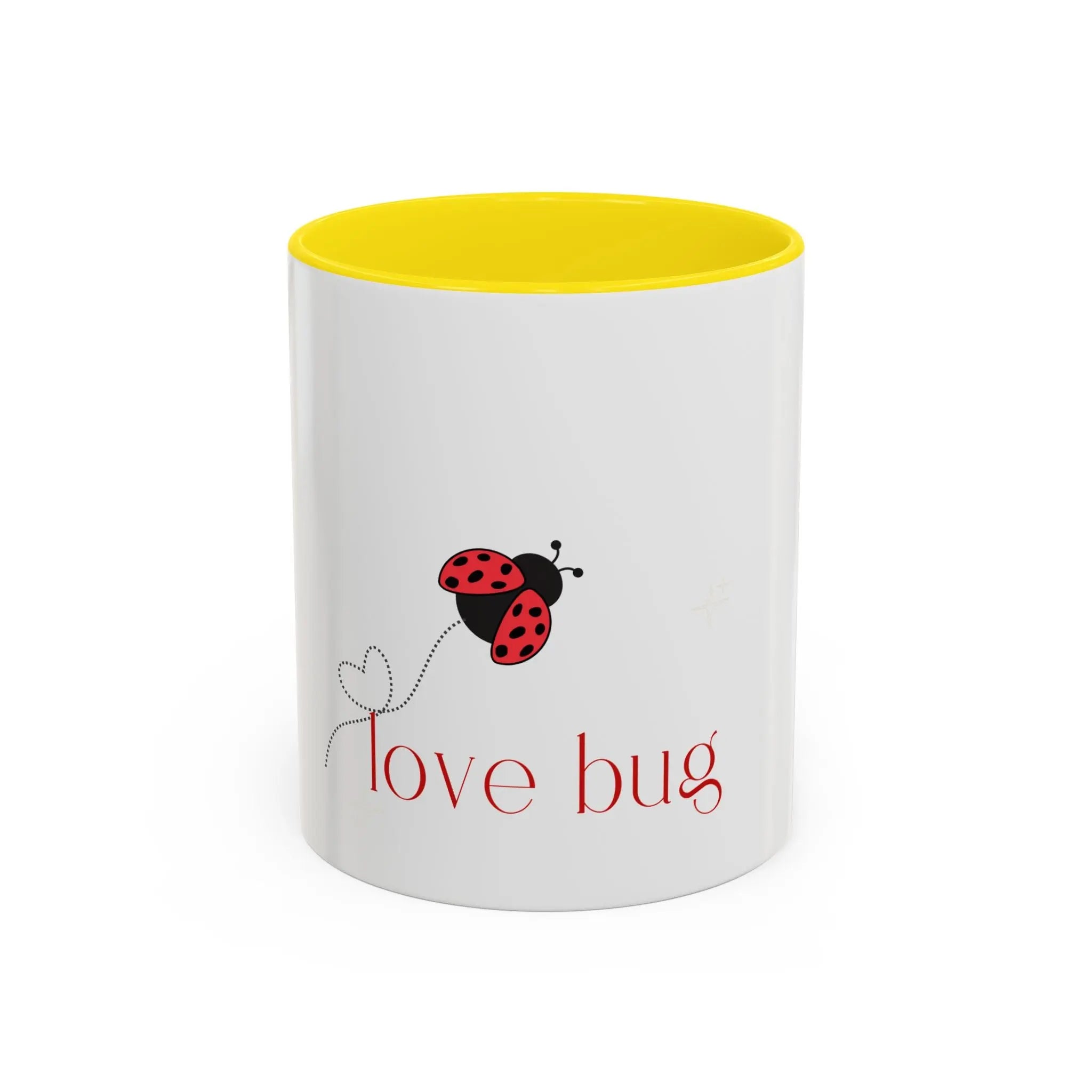 Love Bug Accent Coffee Mug — Cute Ladybug Valentine Tea Cup (11/15oz) Printify