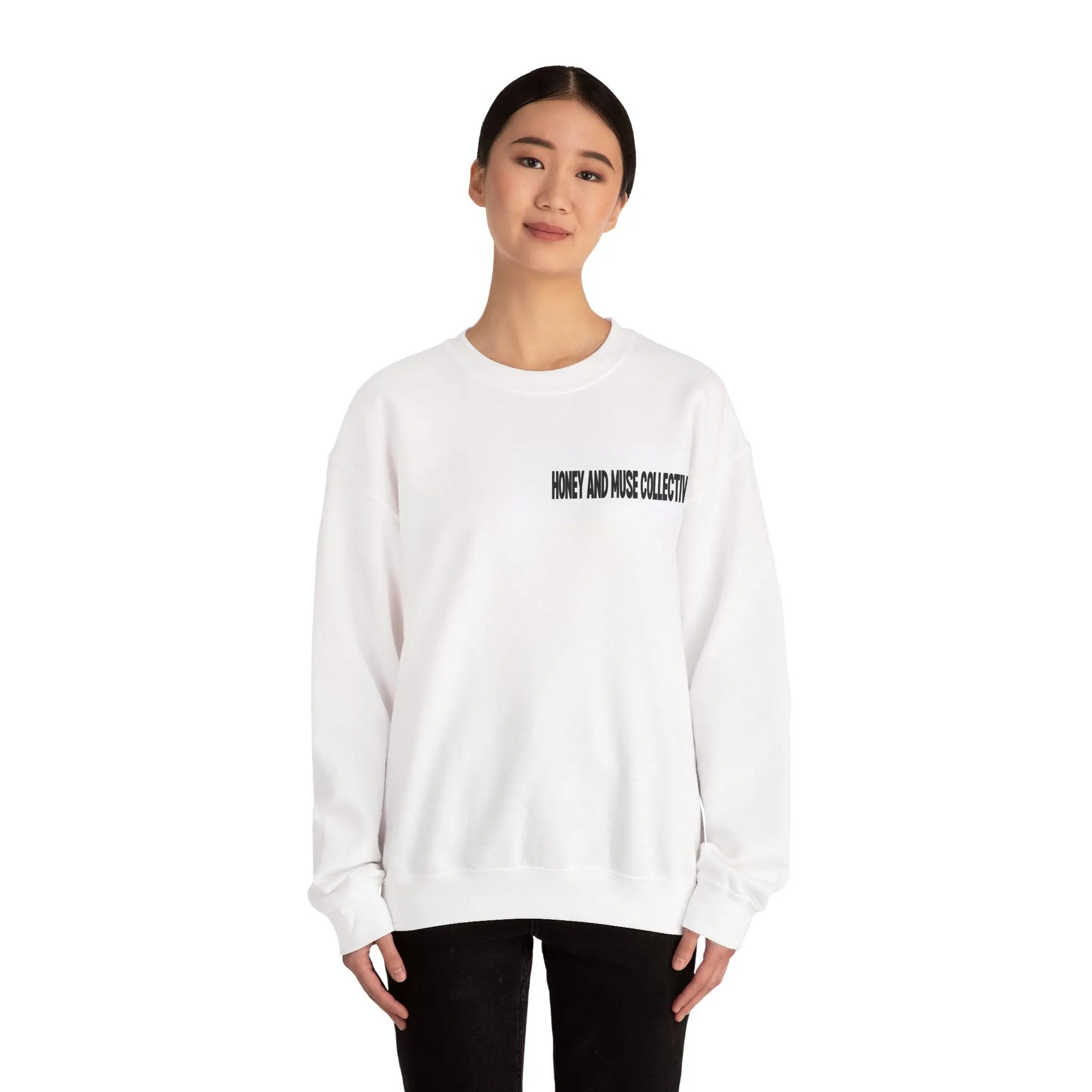 Crewneck Sweatshirt — 'Honey and Muse' Leopard Graphic Crewneck Printify