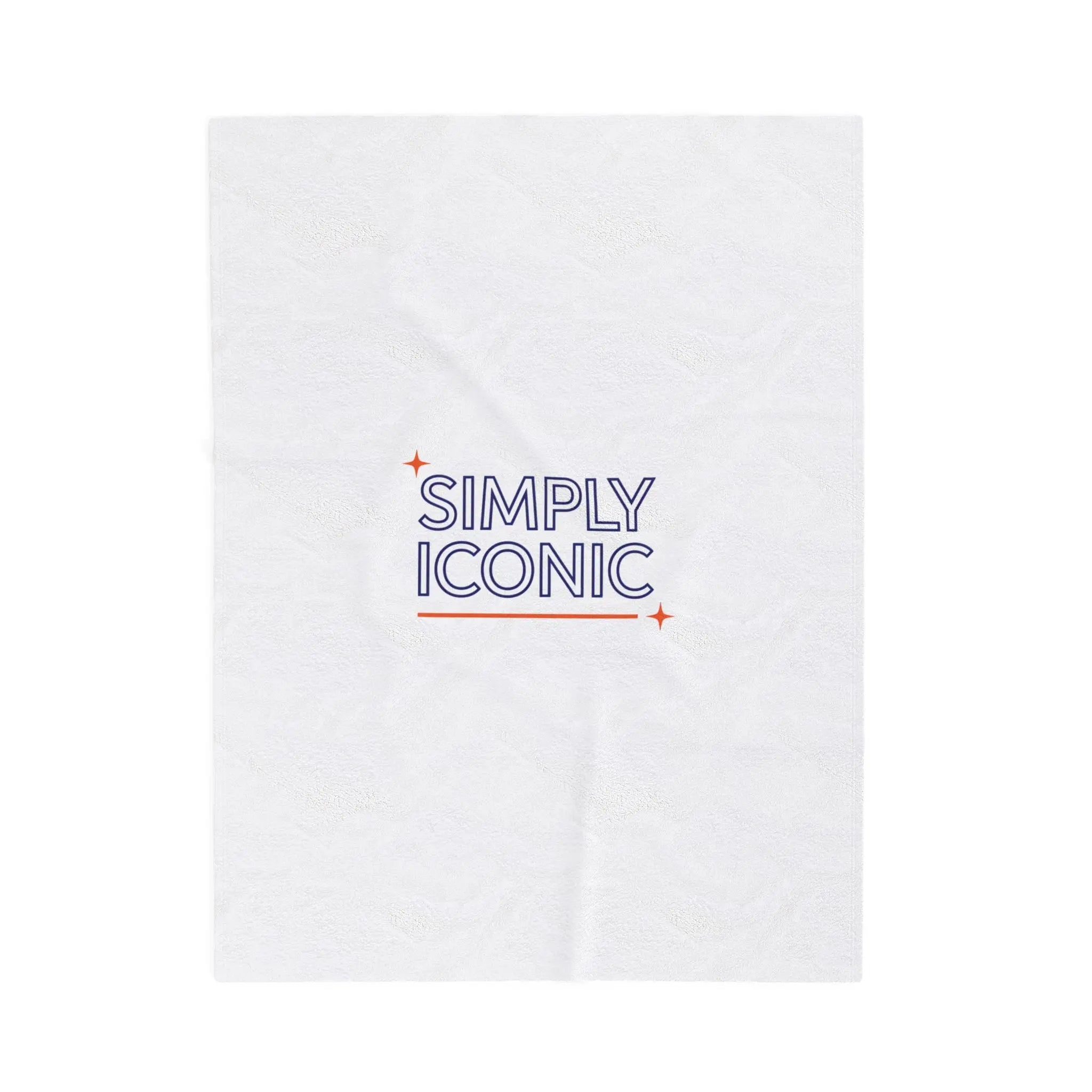 SIMPLY ICONIC Velveteen Plush Blanket | outline text, hollow font minimalist typography - Honey and Muse Collective