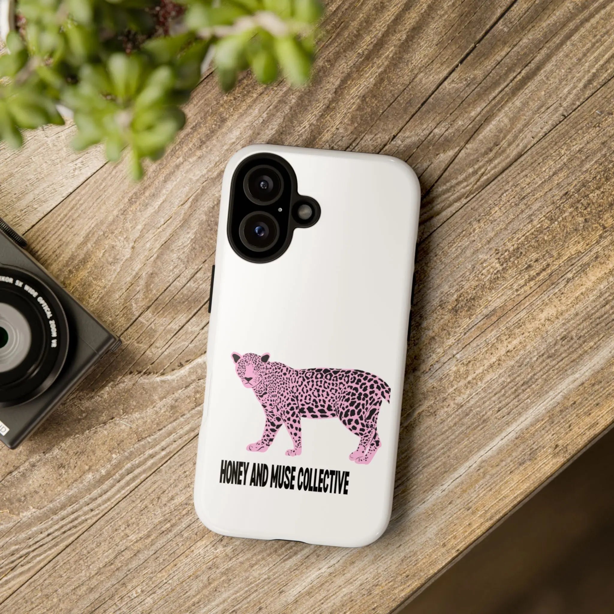Phone Case — Pink Leopard "Honey and Muse Collective" Protective Cover Printify