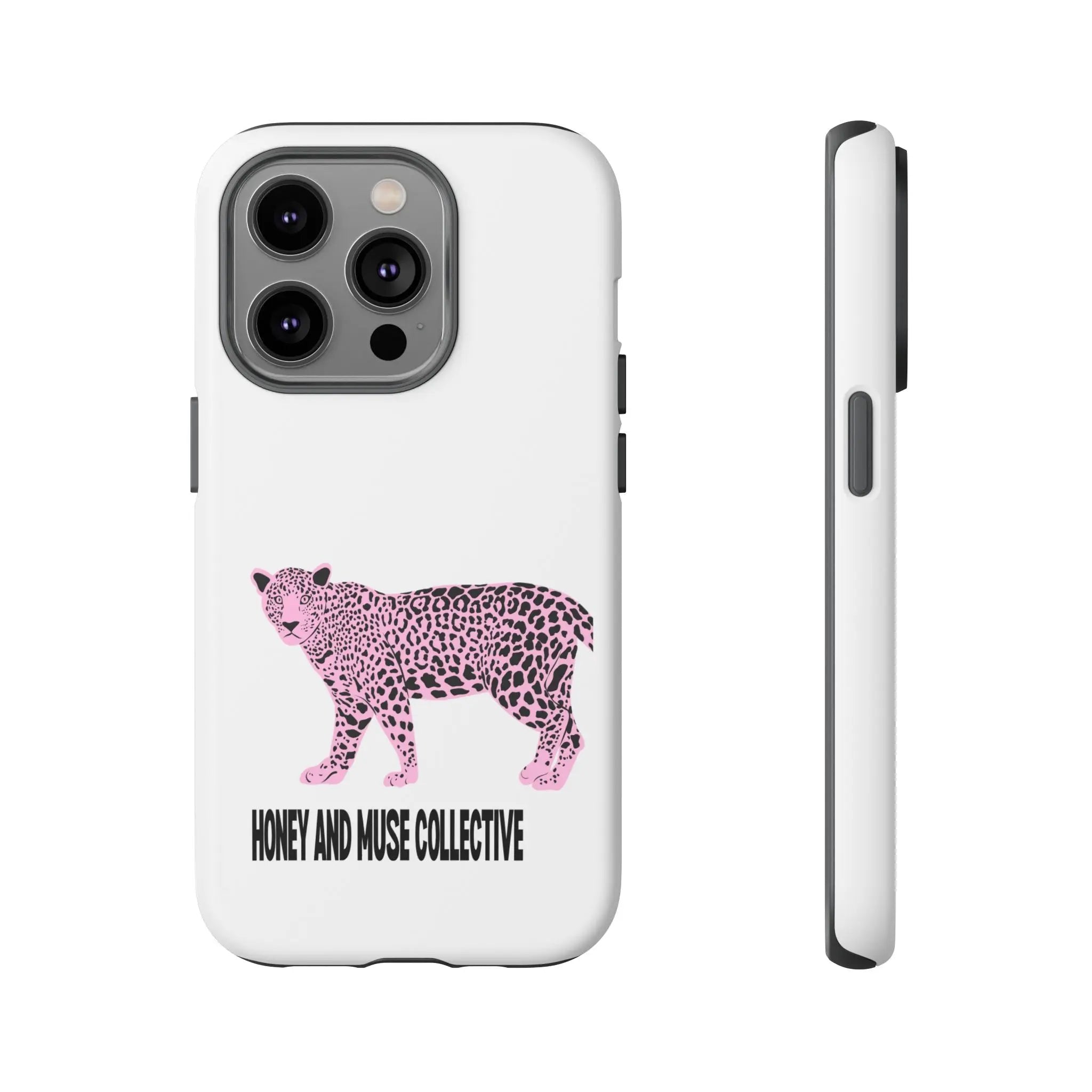 Phone Case — Pink Leopard "Honey and Muse Collective" Protective Cover Printify