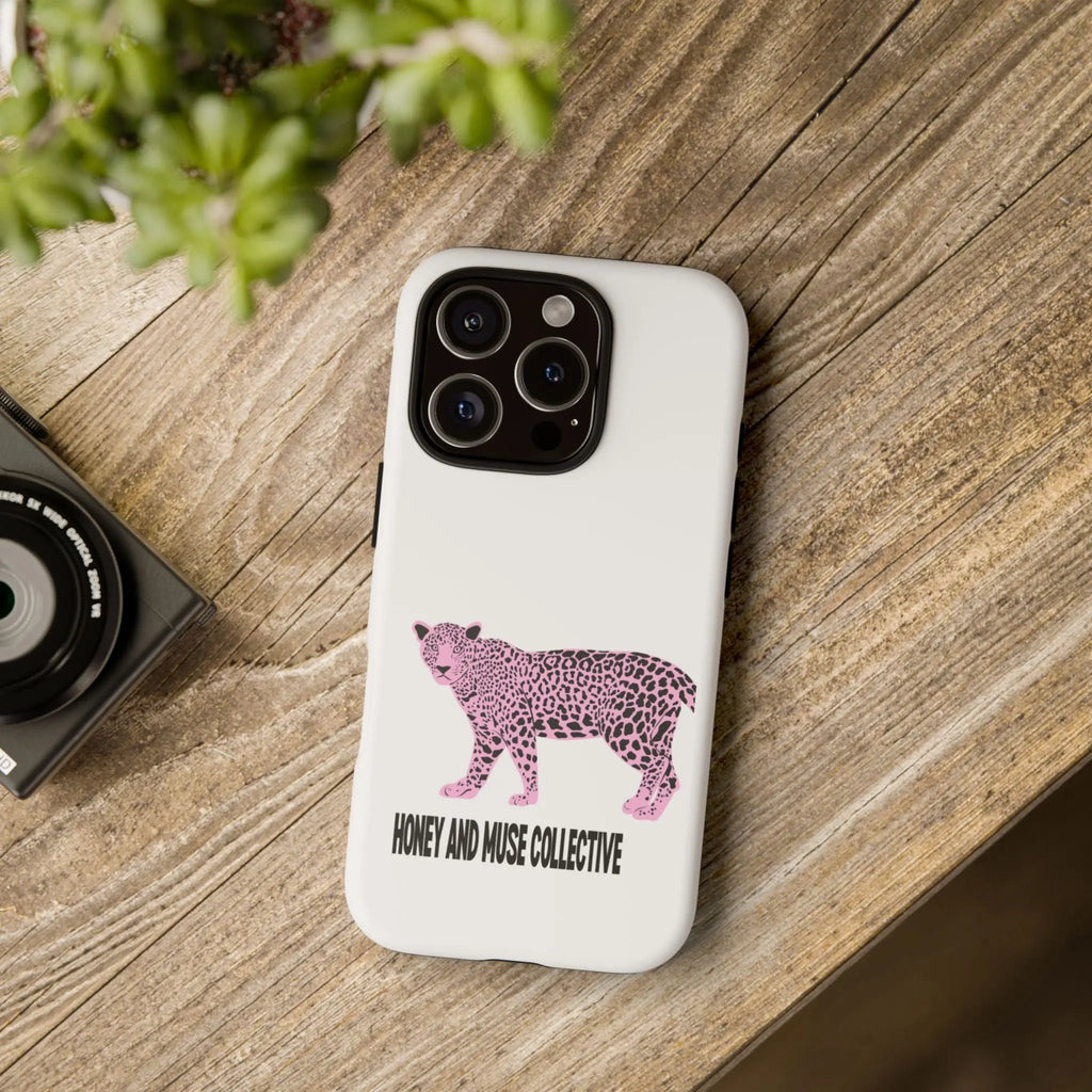 Phone Case — Pink Leopard "Honey and Muse Collective" Protective Cover Printify