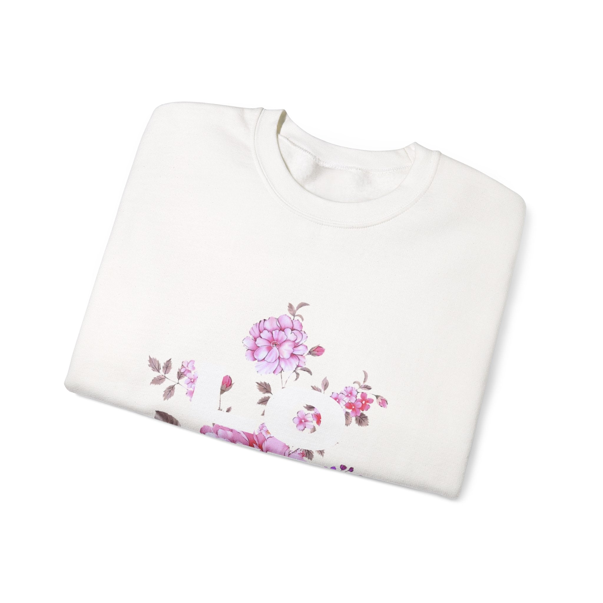 Floral 'LOVE' Crewneck Sweatshirt – Pink Watercolor Flower Graphic