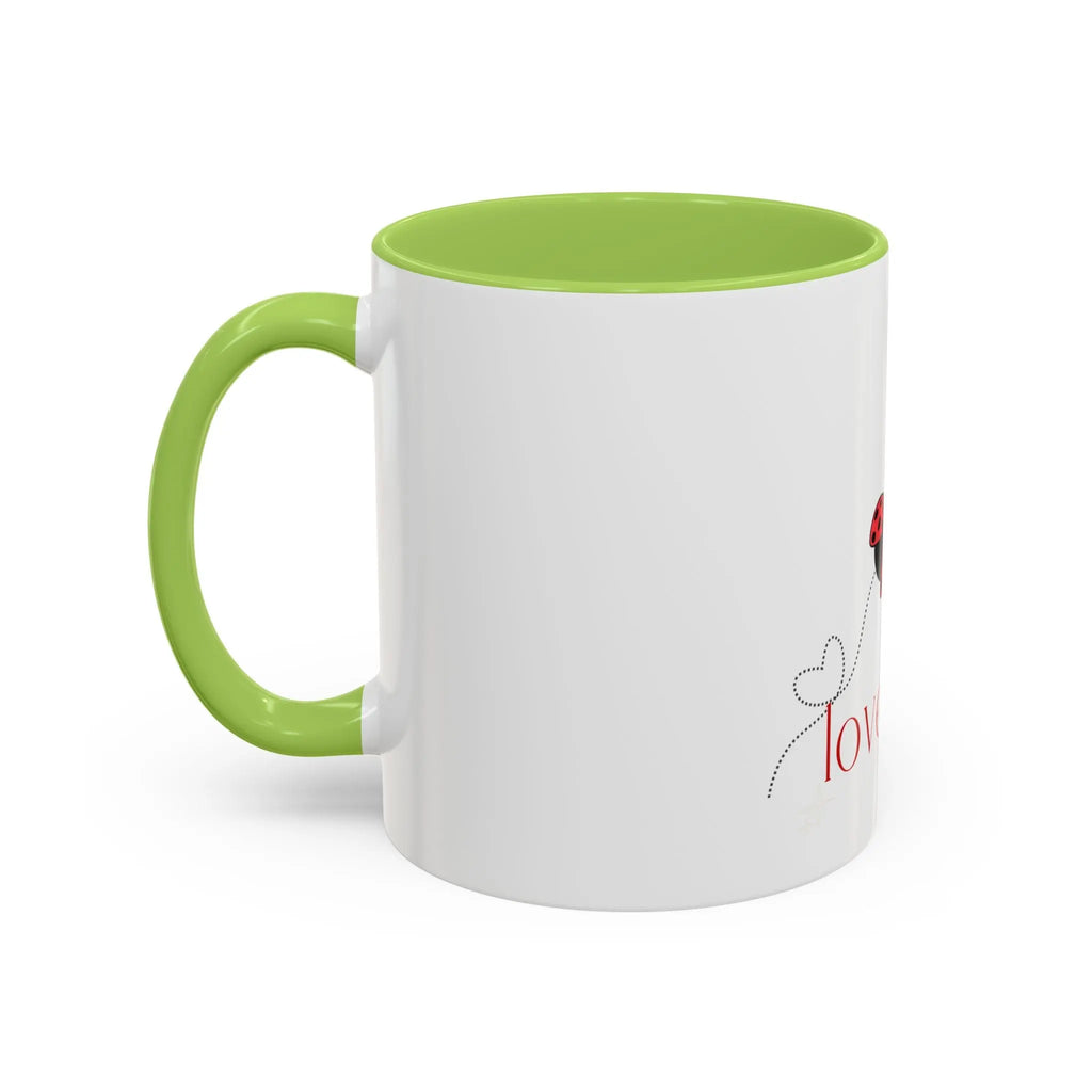 Love Bug Accent Coffee Mug — Cute Ladybug Valentine Tea Cup (11/15oz) Printify