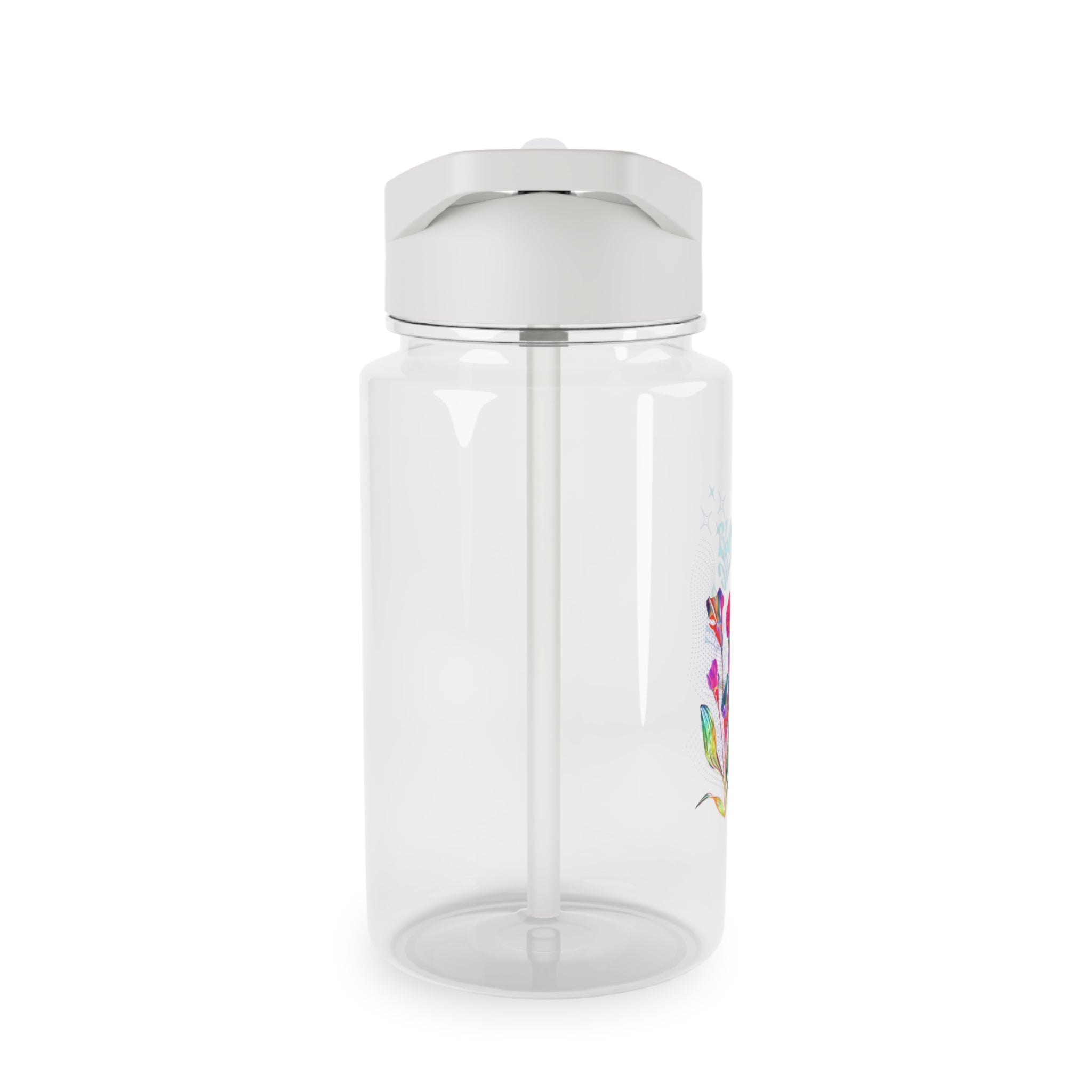 Floral Tulip Tritan Water Bottle — Reusable Straw Bottle with Colorful Watercolor Flowers